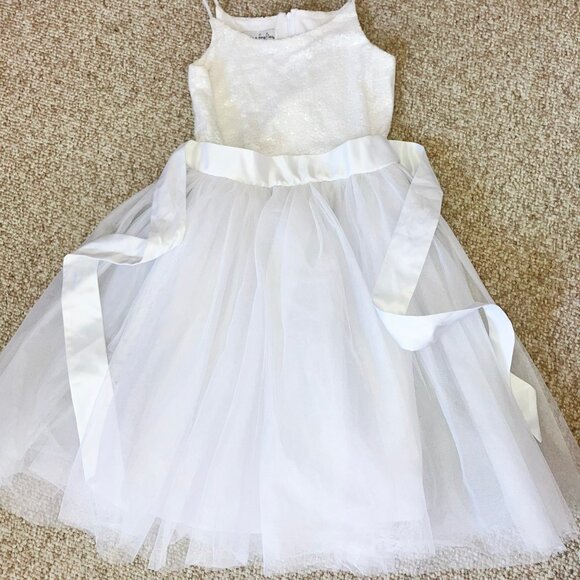 Chasing Fireflies Girls Sequined Easter Tulle White Flared Formal Dress 10 - Picture 2 of 10